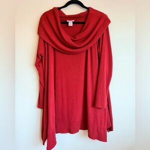 Soft Surroundings B’Call Cowl Neck Pullover Top Womens Sz 2x Burgundy Shark Bite